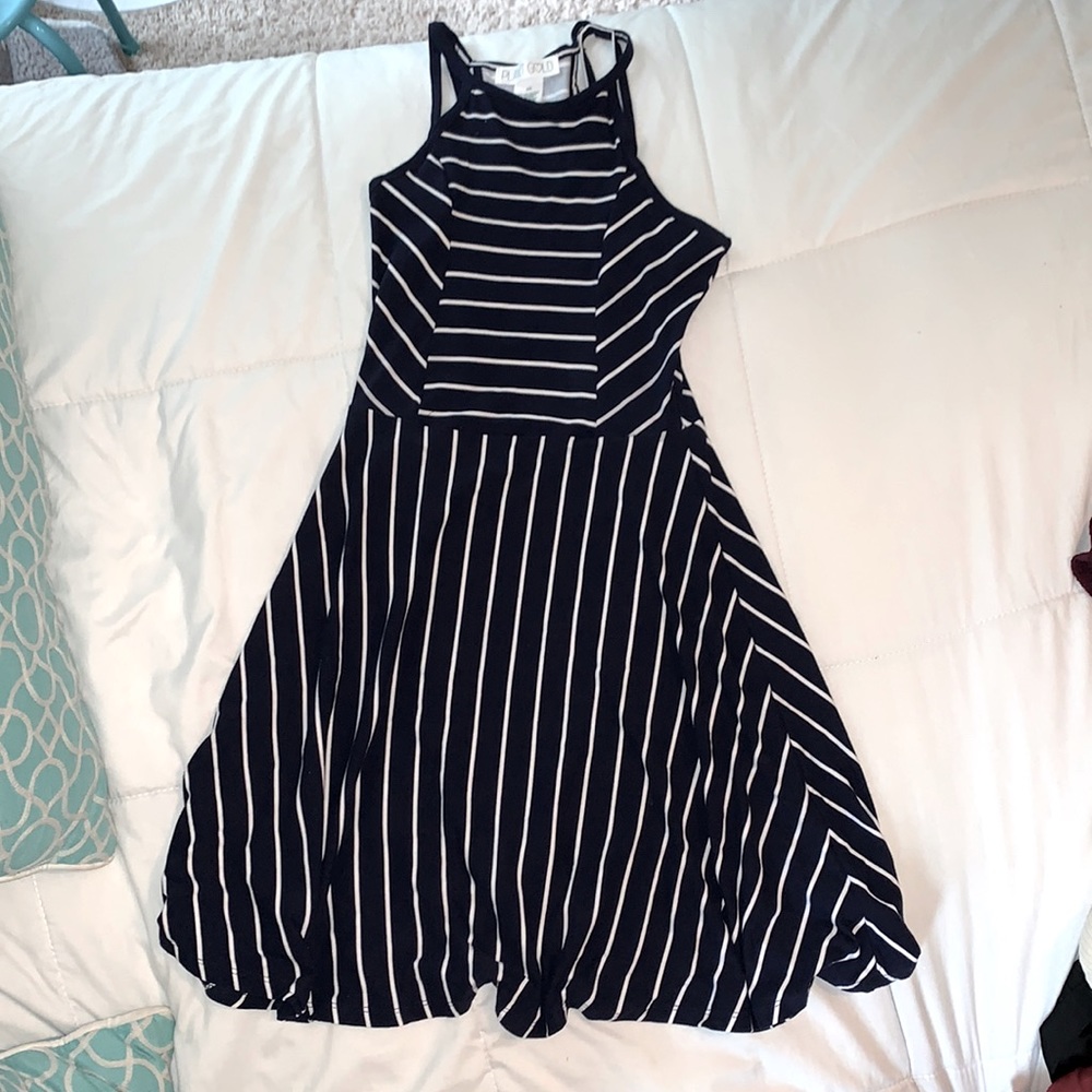 Navy blue and white stripped dress